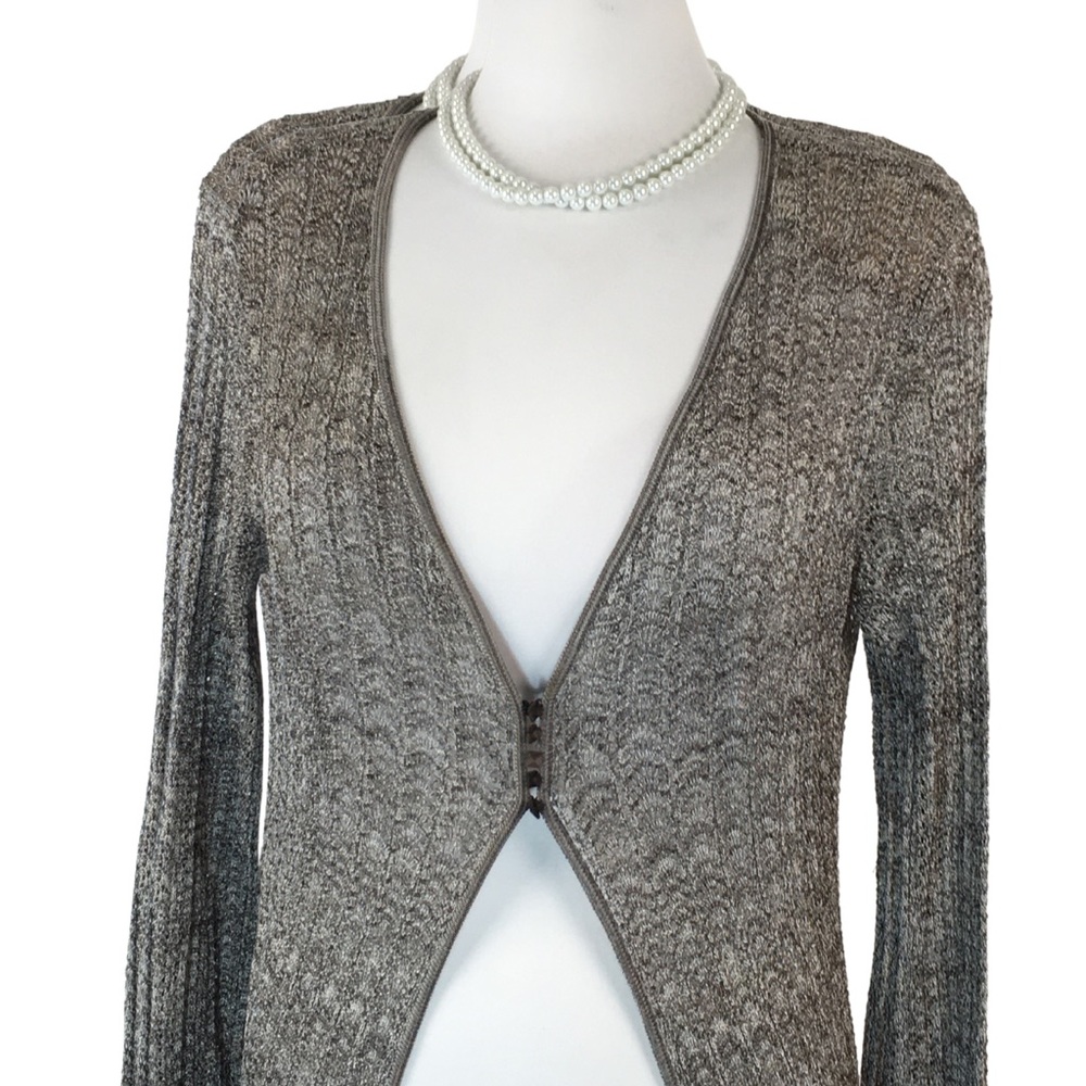 Sigrid Olsen Viscose Long Sleeve Browns Loose Knit Cardigan Sweater size Medium - Picture 7 of 16